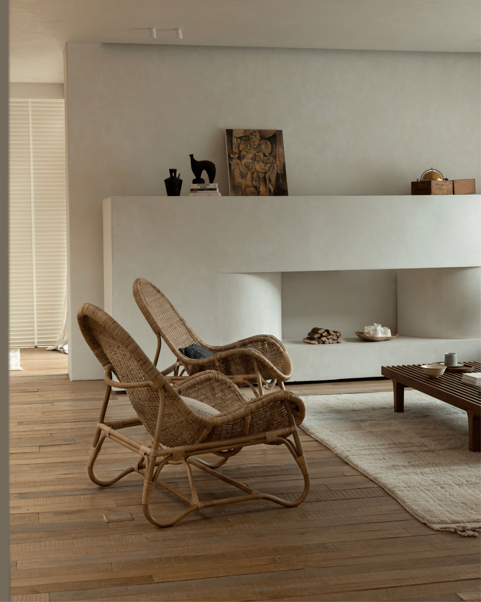 Chaise longue en rotin Buffier