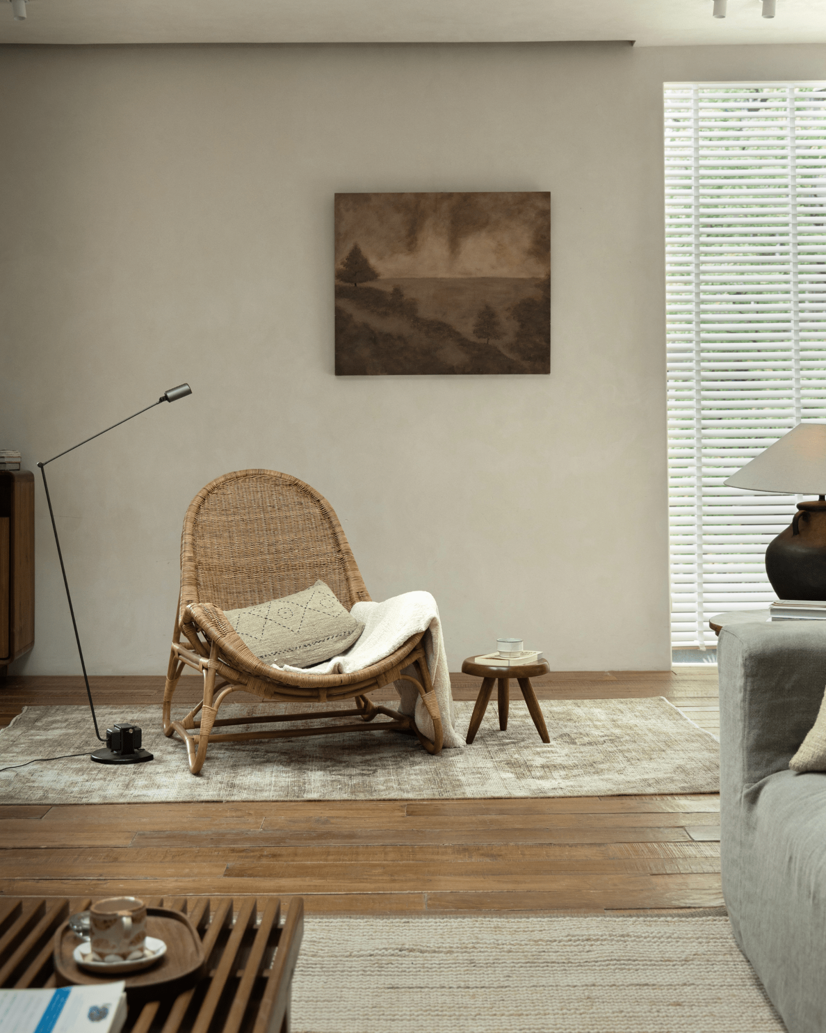 Chaise longue en rotin Buffier