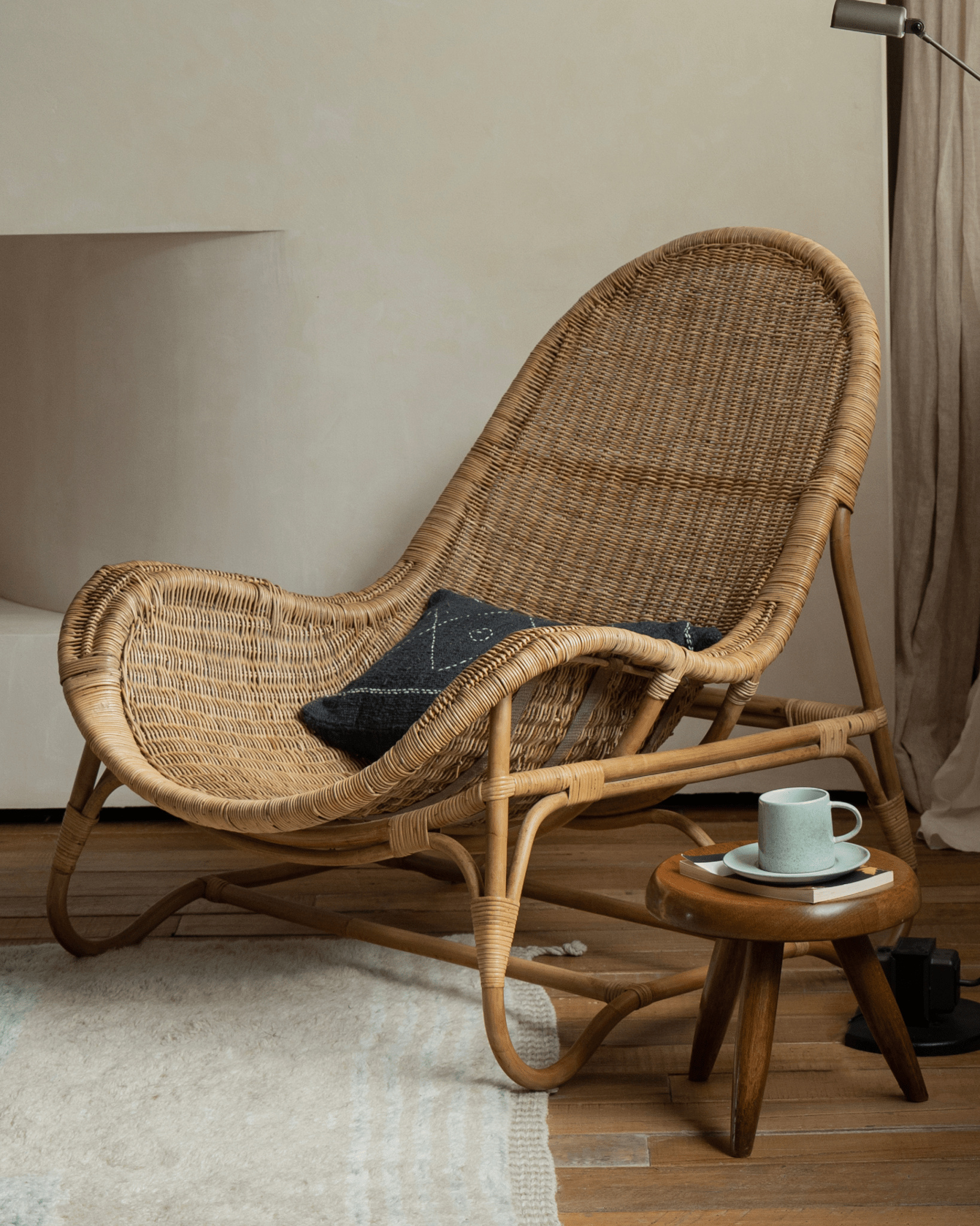 Chaise longue en rotin Buffier