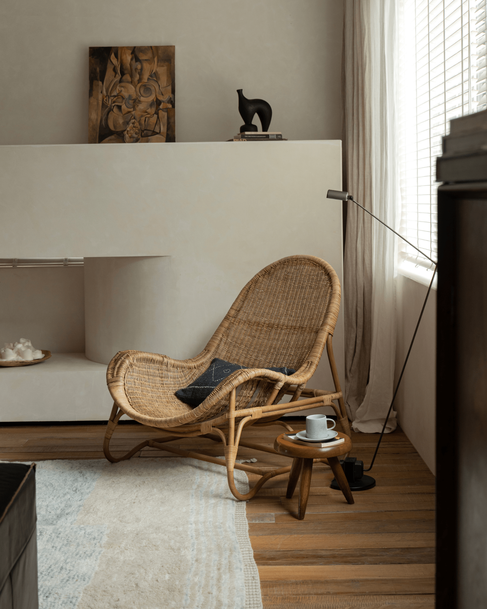 Chaise longue en rotin Buffier