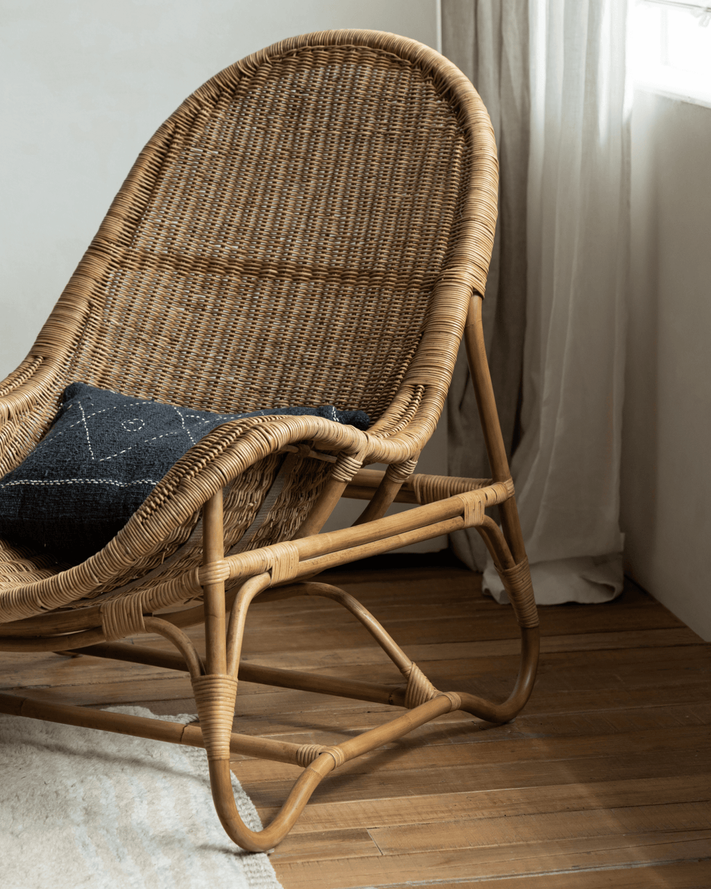 Chaise longue en rotin Buffier