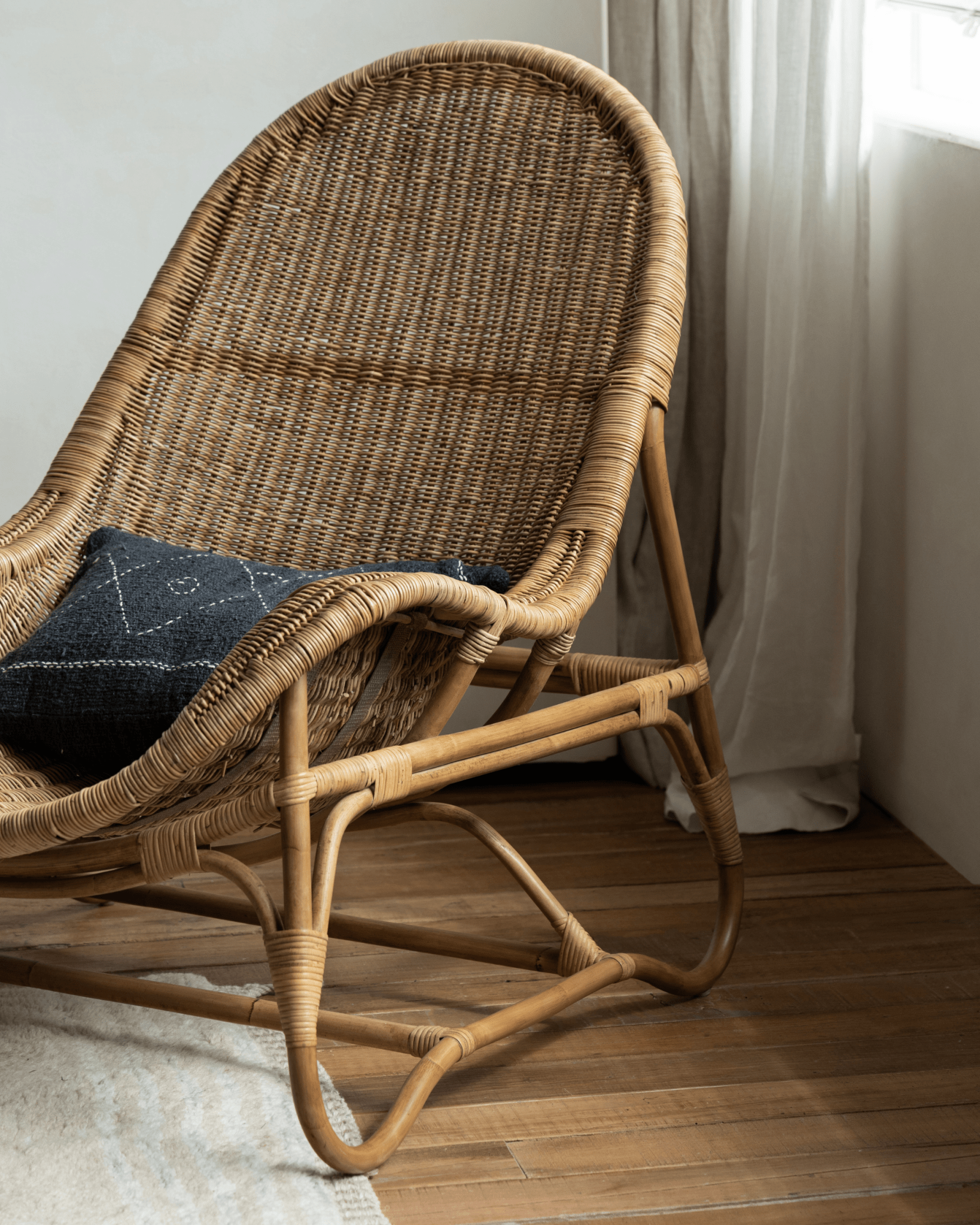 Chaise longue en rotin Buffier