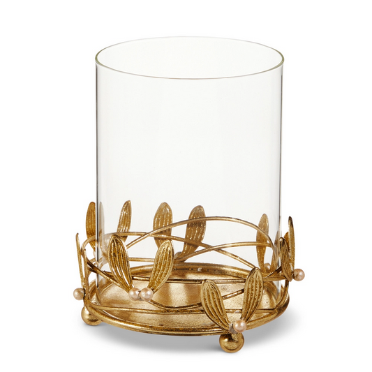 Gold Mistletoe Candle Holder