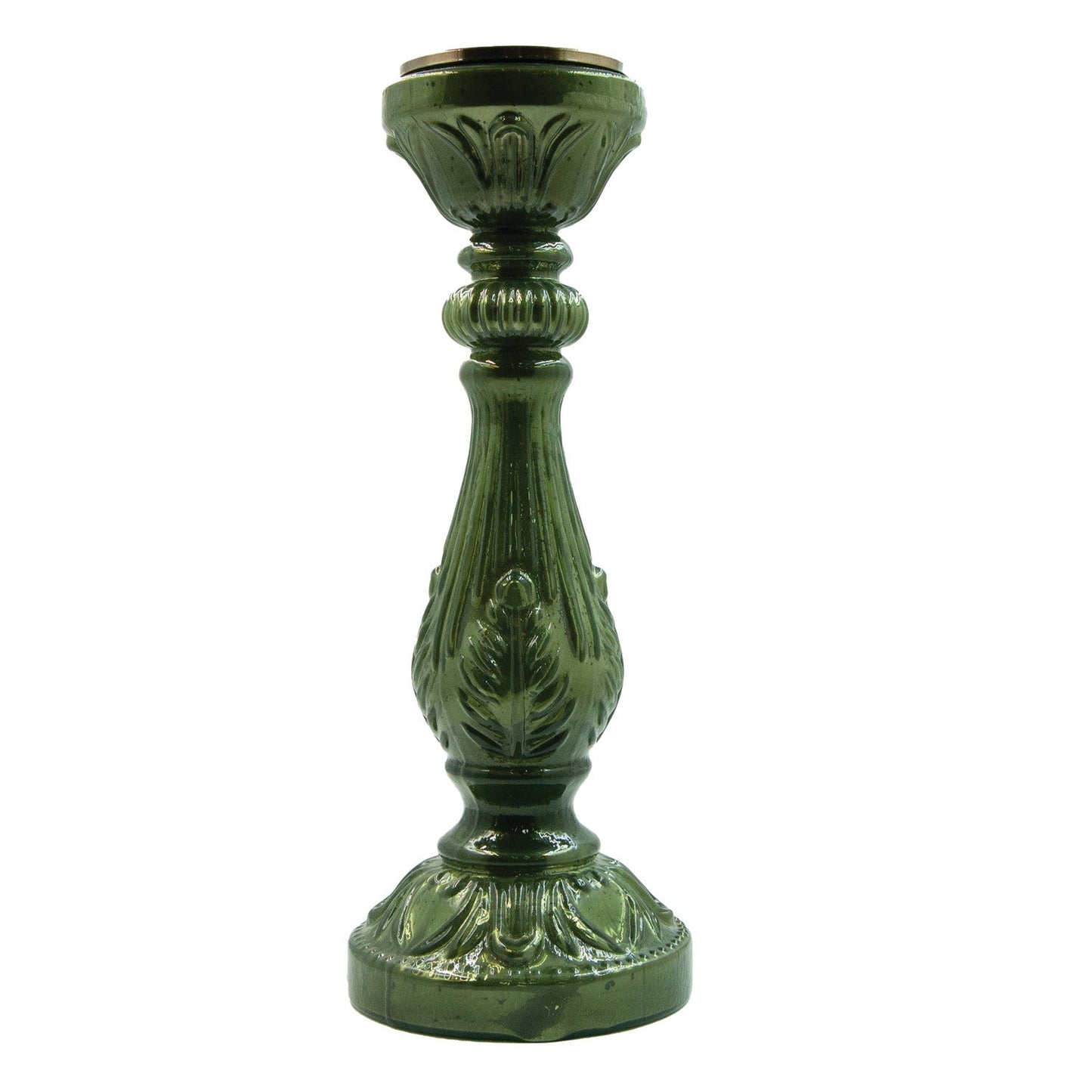 Emerald Embossed Cand Holder