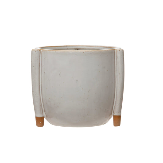 White Glaze Footed Planter